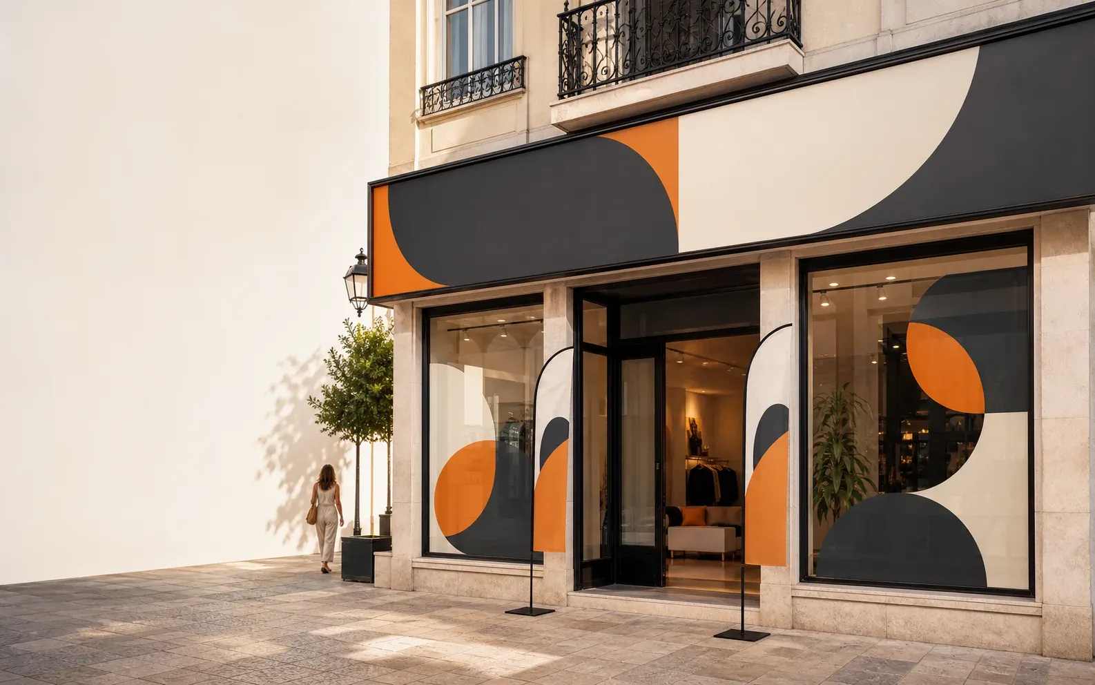 Large-format visual communication applied to a building facade