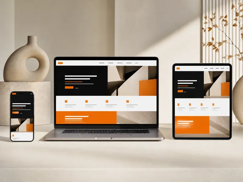 Responsive website presented on multiple devices