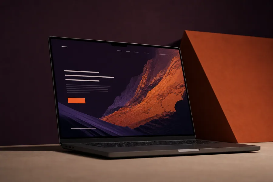 Exemple de landing page sur ordinateur portable