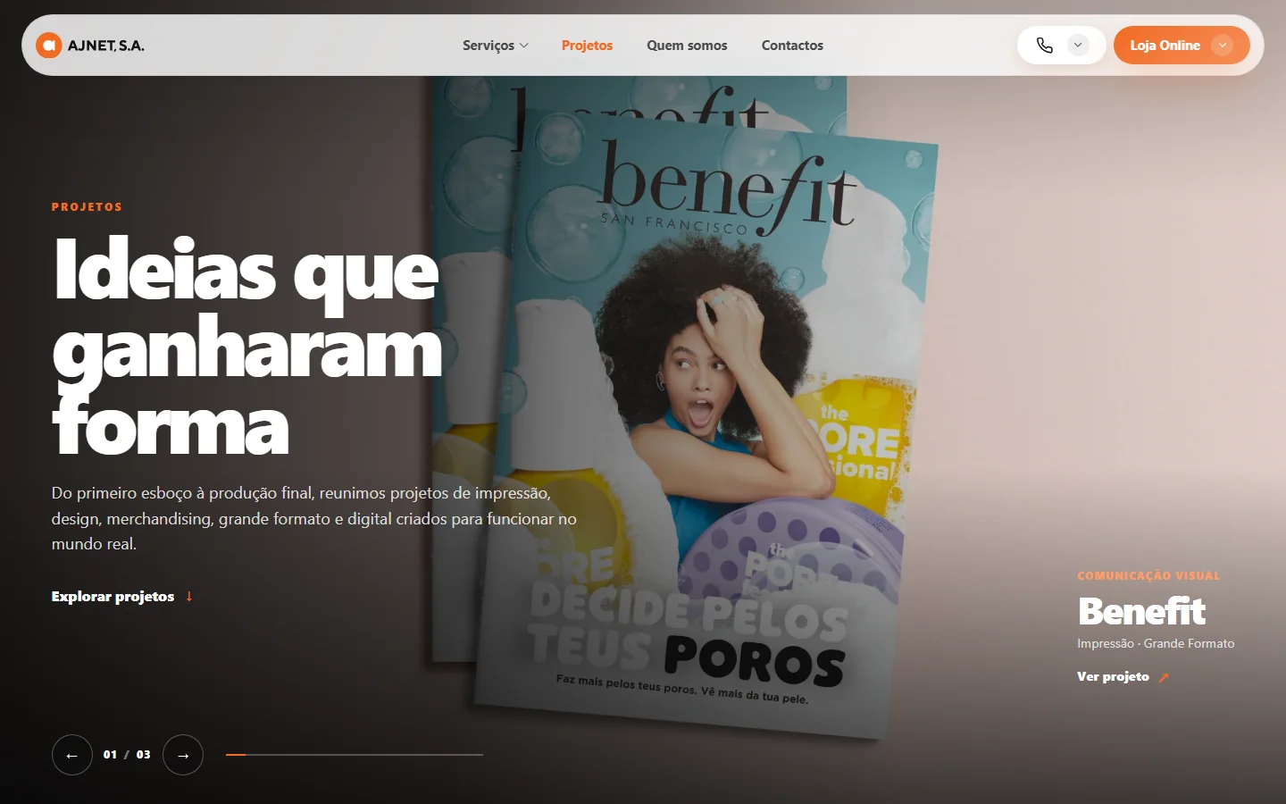 Page des projets du site AJNET v2